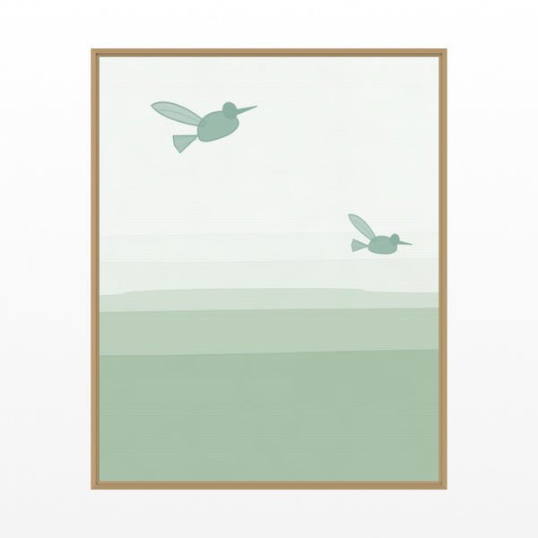 Sage Wash Hummingbird Printable Wall Art – Limited Edition Giclée Art Print | Instant Digital Download — Floating natural frame