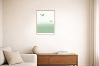 Sage Wash Hummingbird Printable Wall Art – Limited Edition Giclée Art Print | Instant Digital Download — Living room lifestyle