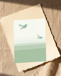 Sage Wash Hummingbird Printable Wall Art – Limited Edition Giclée Art Print | Instant Digital Download — Paper/edge detail