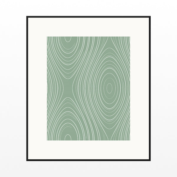 Sage Wash Marble Swirl Art Print – Fine Art Giclée Digital Download | Signed 50-Edition — Black gallery mat