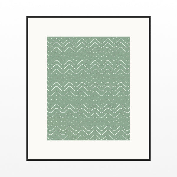 Sage Wash Retro 70s Wall Art Print  — Black gallery mat