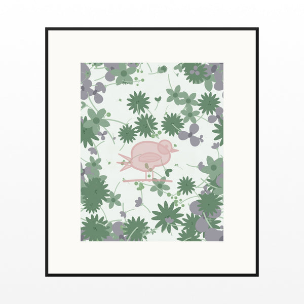 Sage Wash Songbird Wall Art Print – Signed Limited Edition Giclée | Modern Gallery Decor — Black gallery mat