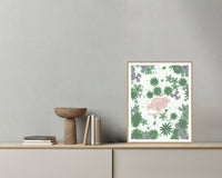 Sage Wash Songbird Wall Art Print – Signed Limited Edition Giclée | Modern Gallery Decor — Grey wall with bowl