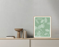 Sage Wash Tropical – Signed 50-Edition Giclée Print for Gallery Walls — Grey wall with bowl