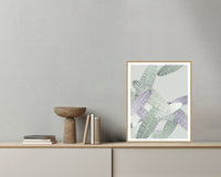 Sage Wash Tropical Wall Art Print – Signed Limited Edition Giclée | Modern Gallery Decor — Grey wall with bowl