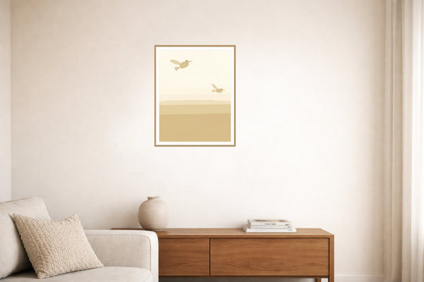 Sand Dune Hummingbird Printable Wall Art – Limited Edition Giclée Art Print | Instant Digital Download — Living room lifestyle