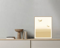 Sand Dune Hummingbird Printable Wall Art – Limited Edition Giclée Art Print | Instant Digital Download — Grey wall with bowl