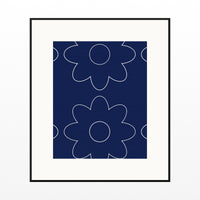 Sapphire Ink Retro 70s Wall Art Print  — Black gallery mat