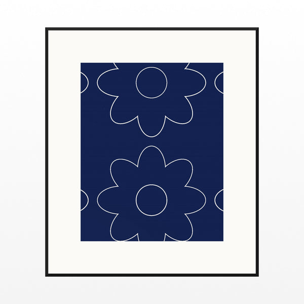 Sapphire Ink Retro 70s Wall Art Print  — Black gallery mat