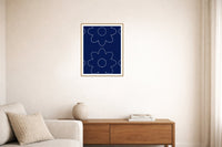 Sapphire Ink Retro 70s Wall Art Print  — Living room lifestyle