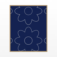 Sapphire Ink Retro 70s Wall Art Print  — Floating natural frame