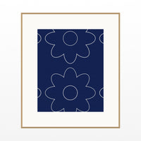 Sapphire Ink Retro 70s Wall Art Print  — Natural gallery mat
