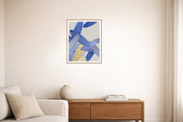 Sapphire Ink Tropical Wall Art Print – Signed Limited Edition Giclée | Modern Gallery Decor — Living room lifestyle