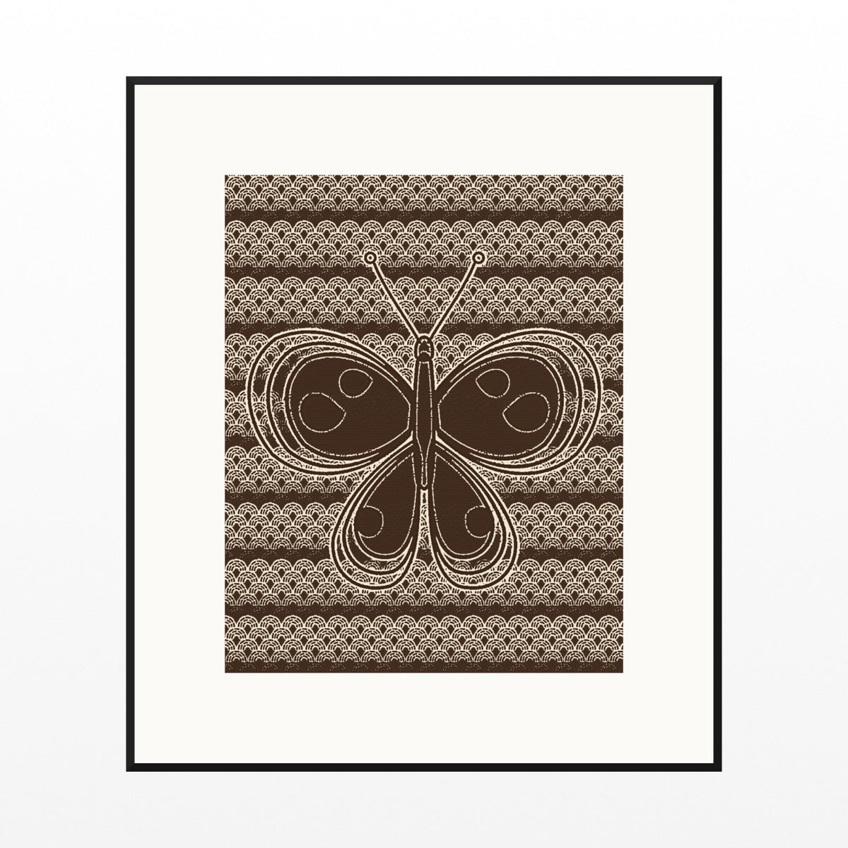 Sepia Archival Butterfly Printable Wall Art – Limited Edition Giclée Art Print | Instant Digital Download — Black gallery mat