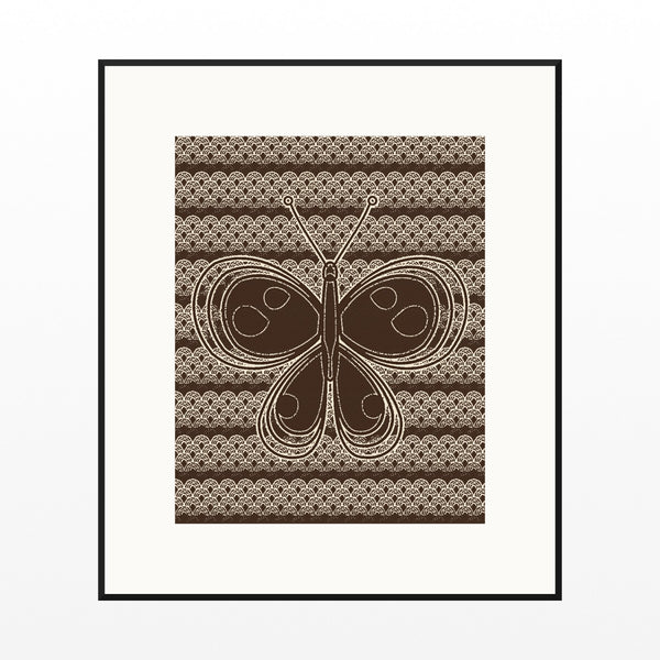 Sepia Archival Butterfly Printable Wall Art – Limited Edition Giclée Art Print | Instant Digital Download — Black gallery mat