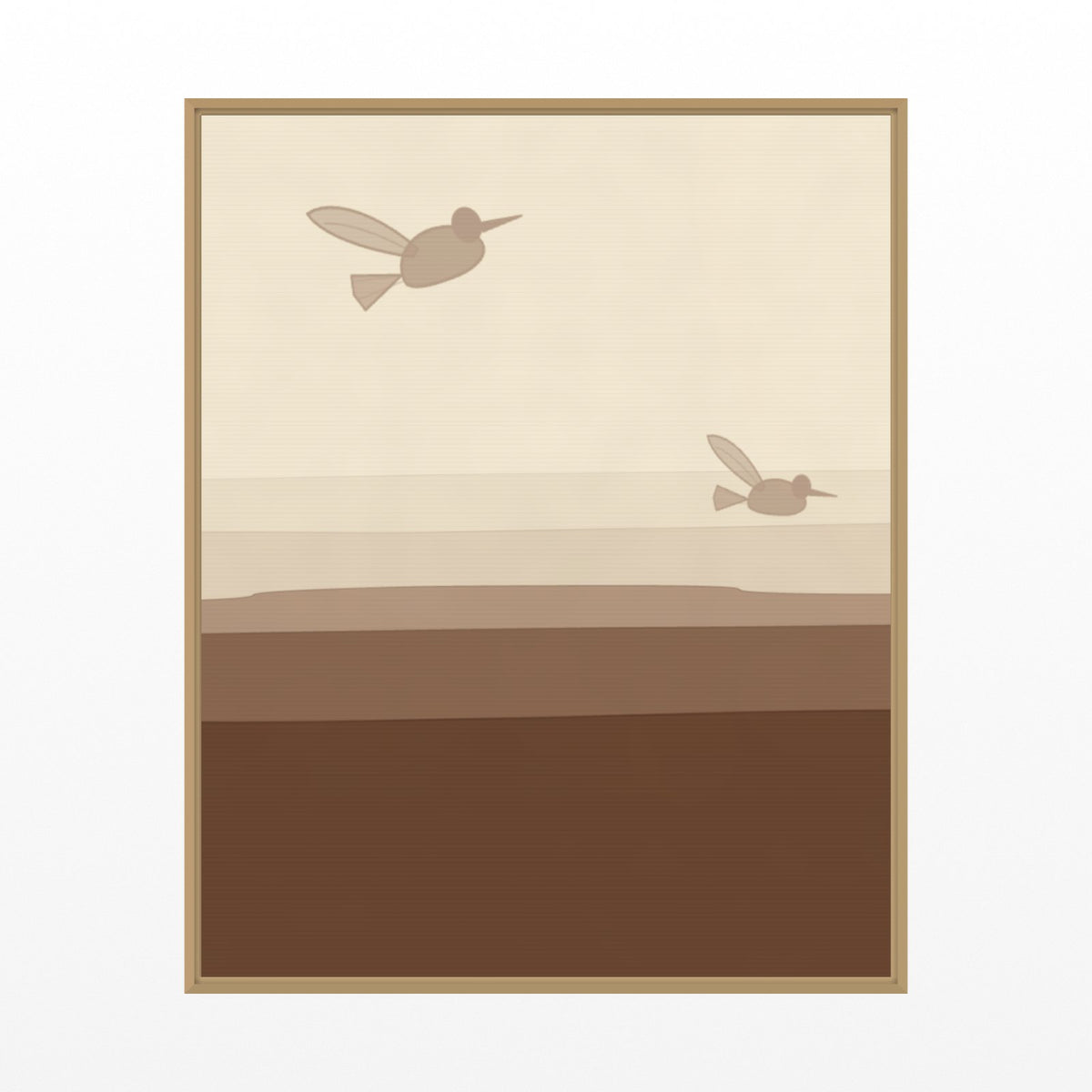Sepia Archival Hummingbird Printable Wall Art – Limited Edition Giclée Art Print | Instant Digital Download — Floating natural frame