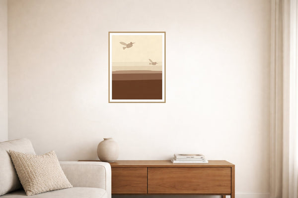 Sepia Archival Hummingbird Printable Wall Art – Limited Edition Giclée Art Print | Instant Digital Download — Living room lifestyle