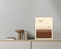 Sepia Archival Hummingbird Printable Wall Art – Limited Edition Giclée Art Print | Instant Digital Download — Grey wall with bowl