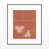 Terracotta & Blush Butterfly Printable Wall Art – Limited Edition Giclée Art Print | Instant Digital Download — Black gallery mat