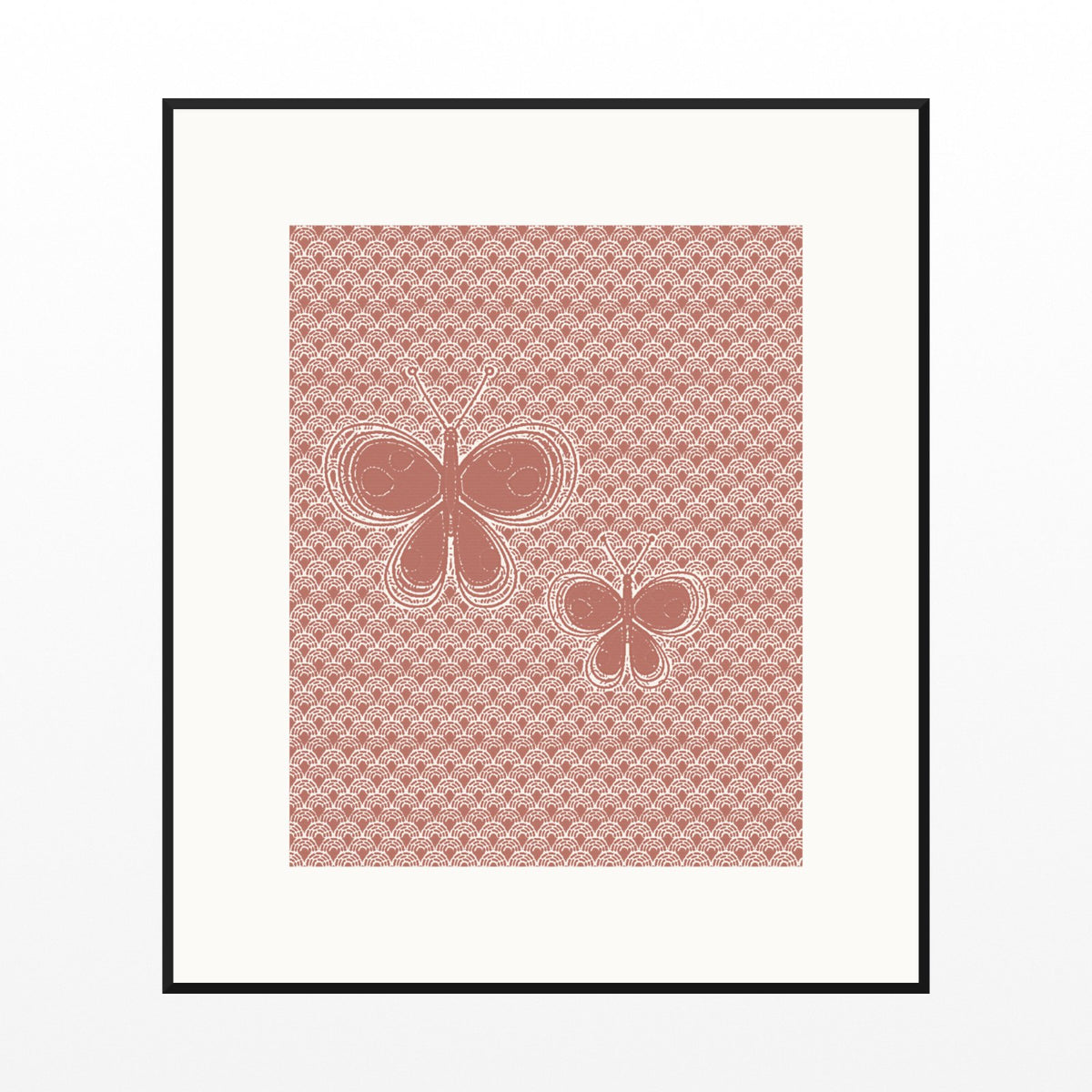 Terracotta Blush Butterfly Printable Wall Art – Limited Edition Giclée Art Print | Instant Digital Download — Black gallery mat
