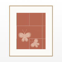 Terracotta & Blush Butterfly Printable Wall Art – Limited Edition Giclée Art Print | Instant Digital Download — Natural gallery mat