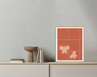 Terracotta & Blush Butterfly Printable Wall Art – Limited Edition Giclée Art Print | Instant Digital Download — Grey wall with bowl