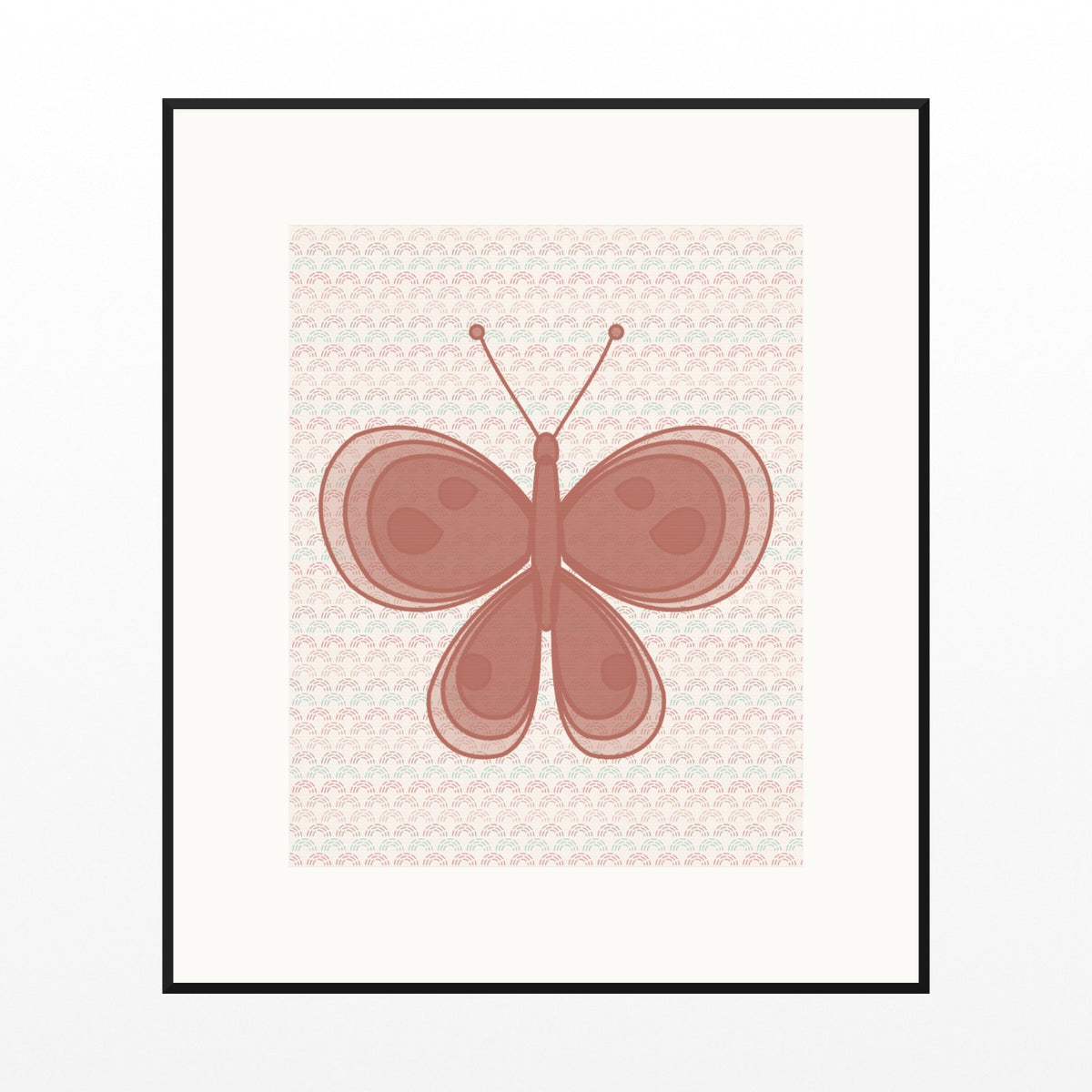Terracotta Blush Butterfly Wall Art Print – Signed Limited Edition Giclée | Modern Gallery Decor — Black gallery mat