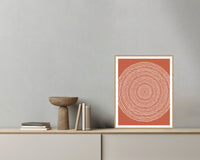 Terracotta & Blush Geometric Wall Art Print – Signed Limited Edition Giclée | Modern Gallery Decor — Grey wall with bowl