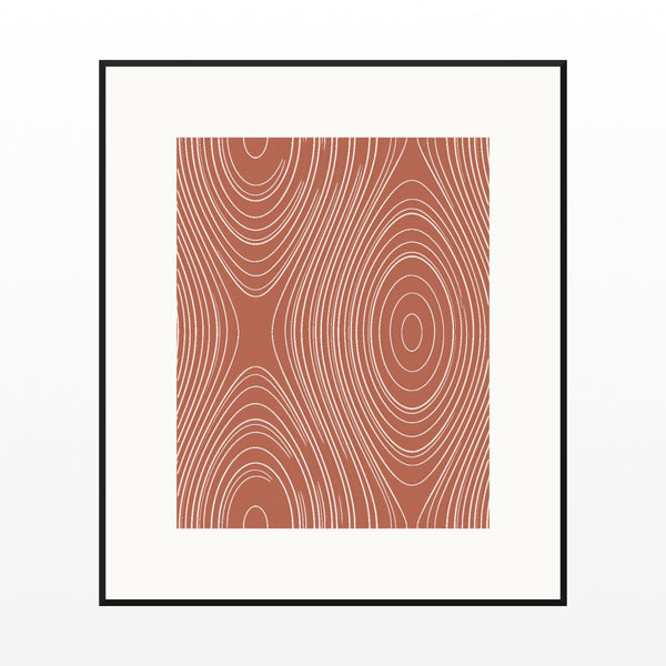 Terracotta & Blush Marble Swirl Art Print – Fine Art Giclée Digital Download | Signed 50-Edition — Black gallery mat