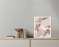 Terracotta & Blush Tropical Wall Art Print – Signed Limited Edition Giclée | Modern Gallery Decor — Grey wall with bowl