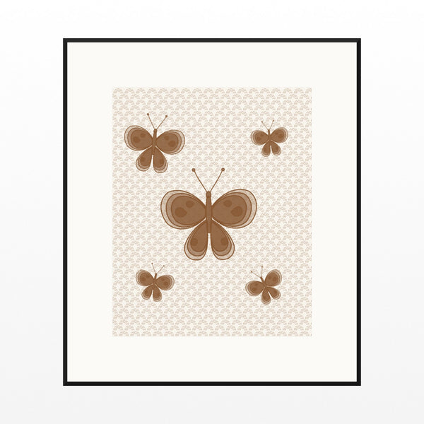Terracotta Line Butterfly Wall Art Print – Signed Limited Edition Giclée | Modern Gallery Decor — Black gallery mat