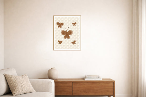 Terracotta Line Butterfly Wall Art Print – Signed Limited Edition Giclée | Modern Gallery Decor — Living room lifestyle