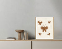Terracotta Line Butterfly Wall Art Print – Signed Limited Edition Giclée | Modern Gallery Decor — Grey wall with bowl
