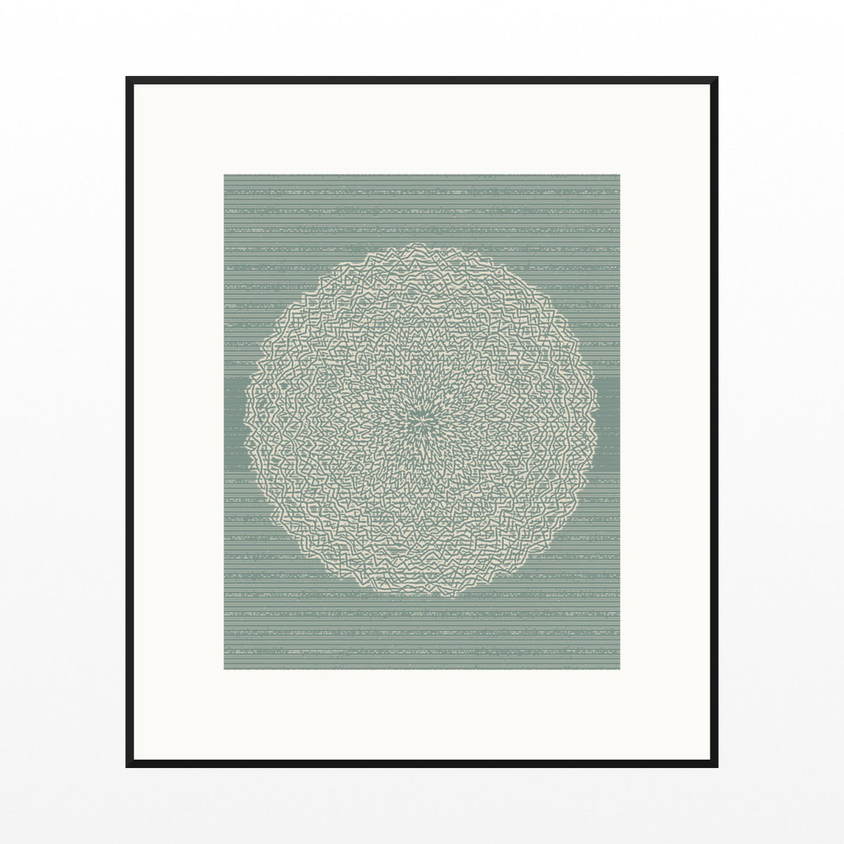 Ukiyo-e Celadon Linear Wall Art Print – Signed Limited Edition Giclée | Modern Gallery Decor — Black gallery mat