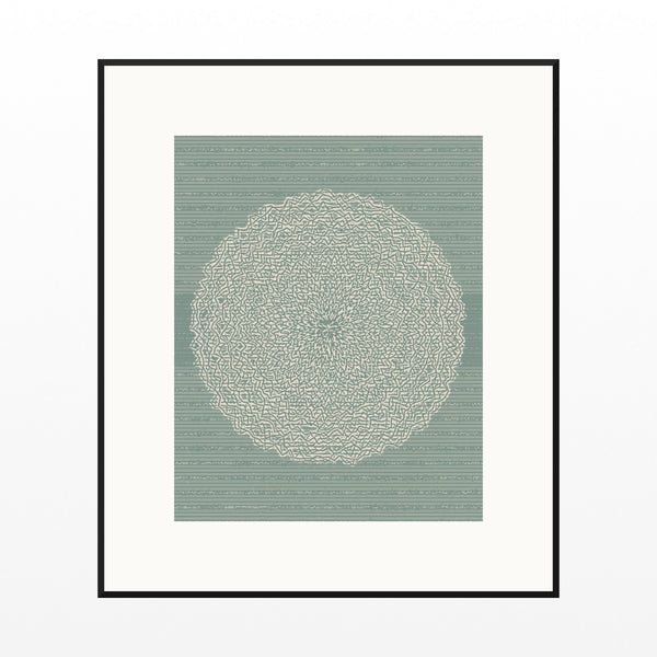 Ukiyo-e Celadon Linear Wall Art Print – Signed Limited Edition Giclée | Modern Gallery Decor — Black gallery mat