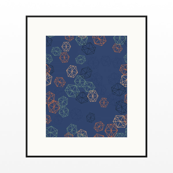 Ukiyo-e Indigo Trellis Wall Art Print – Signed Limited Edition Giclée | Modern Gallery Decor — Black gallery mat