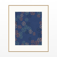 Ukiyo-e Indigo Trellis Wall Art Print – Signed Limited Edition Giclée | Modern Gallery Decor — Natural gallery mat