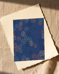 Ukiyo-e Indigo Trellis Wall Art Print – Signed Limited Edition Giclée | Modern Gallery Decor — Paper/edge detail