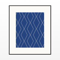 Ultramarine & Gold Geometric Art Print – Fine Art Giclée Digital Download | Signed 50-Edition — Black gallery mat
