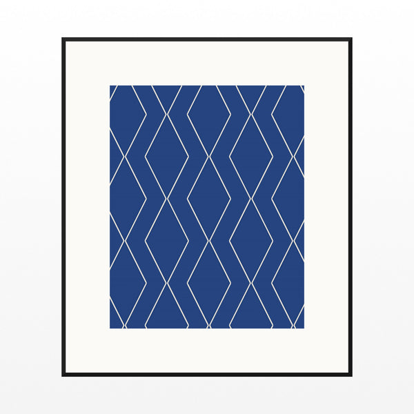 Ultramarine & Gold Geometric Art Print – Fine Art Giclée Digital Download | Signed 50-Edition — Black gallery mat