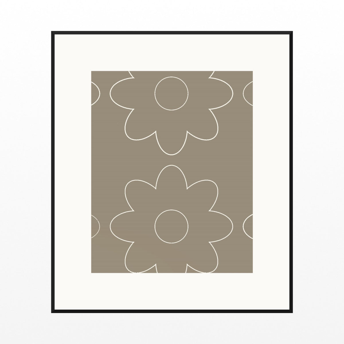 Unbleached Cotton Retro 70s Wall Art Print  — Black gallery mat