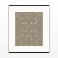 Unbleached Cotton Retro 70s Wall Art Print  — Black gallery mat