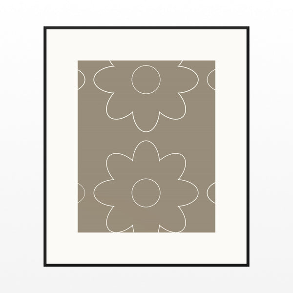 Unbleached Cotton Retro 70s Wall Art Print  — Black gallery mat