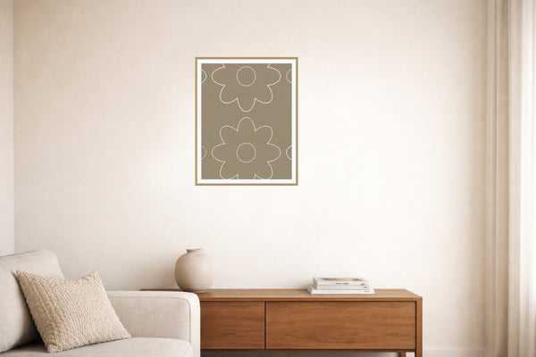 Unbleached Cotton Retro 70s Wall Art Print  — Living room lifestyle