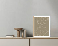 Unbleached Cotton Retro 70s Wall Art Print  — Grey wall with bowl