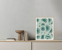 Viridian & Rose Adire – Signed 50-Edition Giclée Print for Gallery Walls — Grey wall with bowl