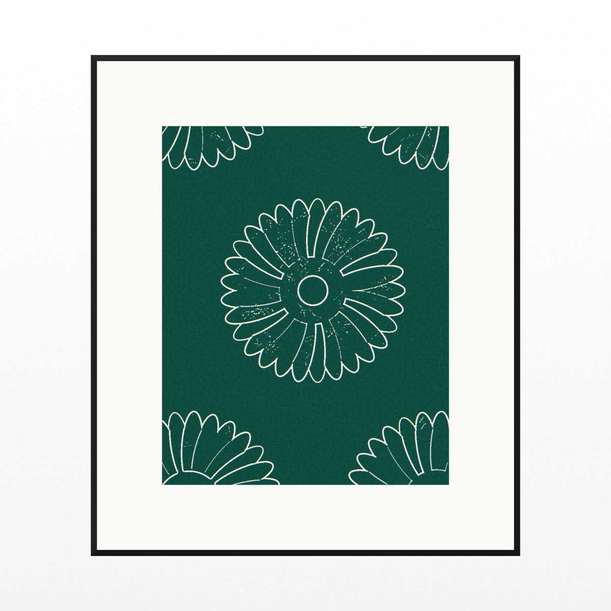 Viridian & Rose Ankara Printable Wall Art – Limited Edition Giclée Art Print | Instant Digital Download — Black gallery mat