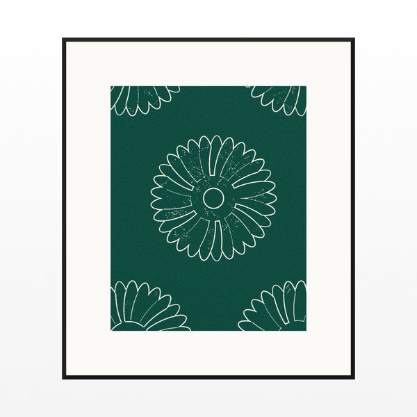 Viridian & Rose Ankara Printable Wall Art – Limited Edition Giclée Art Print | Instant Digital Download — Black gallery mat