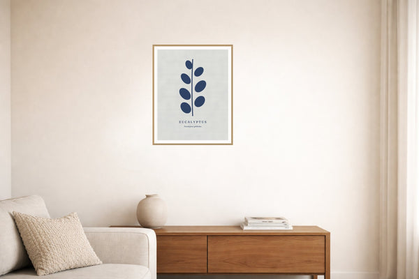 Warm Ivory Eucalyptus Wall Art Print – Signed Limited Edition Giclée | Modern Gallery Decor — Living room lifestyle