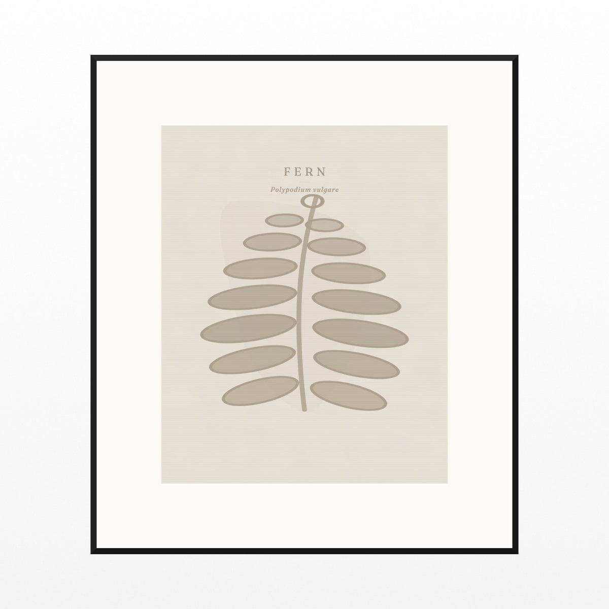 Warm Linen Fern Art Print – Fine Art Giclée Digital Download | Signed 50-Edition — Black gallery mat